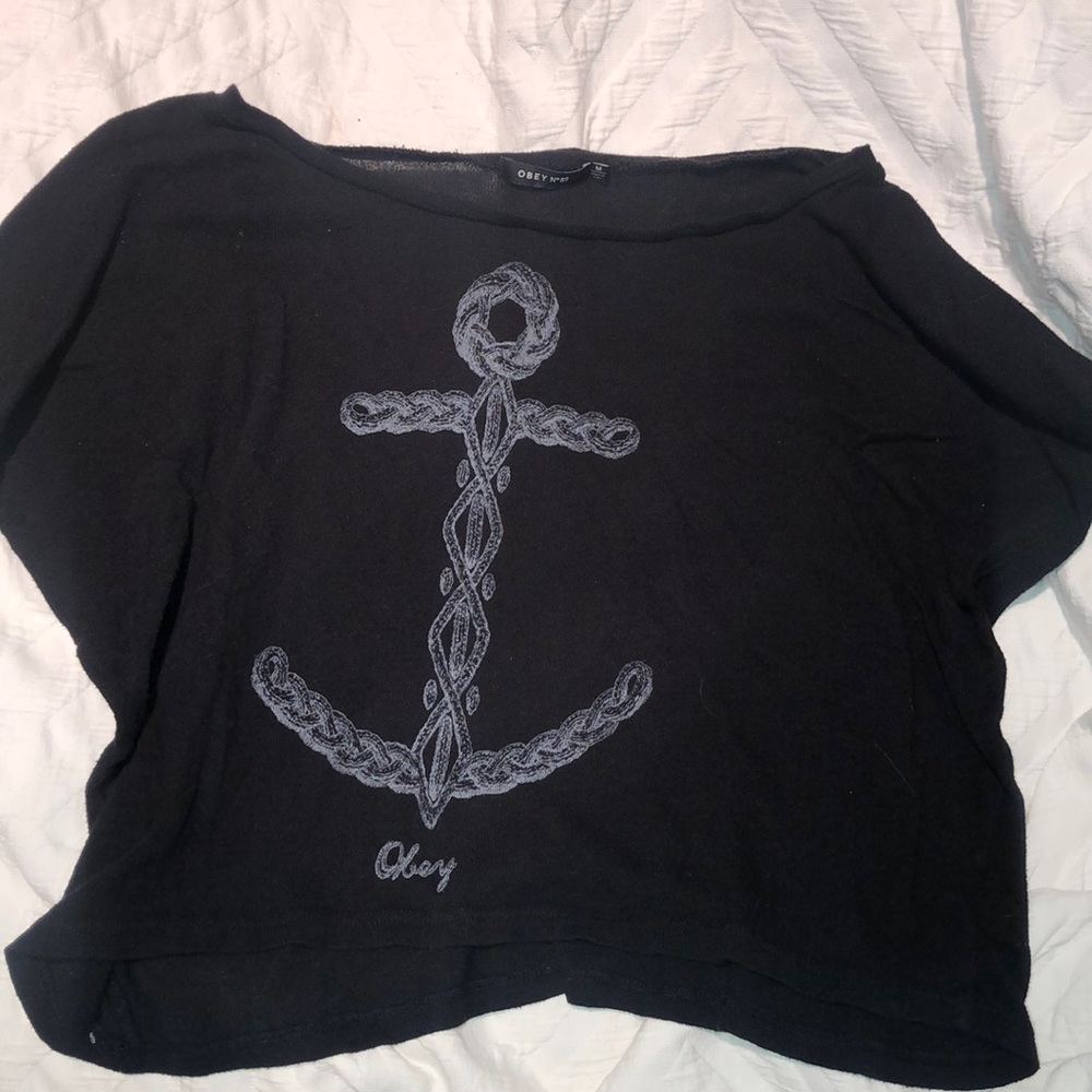 black anchor long sleeve top